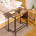 thumbnail image 4 of Mobile Small Rolling Computer Desk, Folding Laptop Cart Table with Wheels, Portable Office Desk for Sm Space Couch Bed, 4 of 8