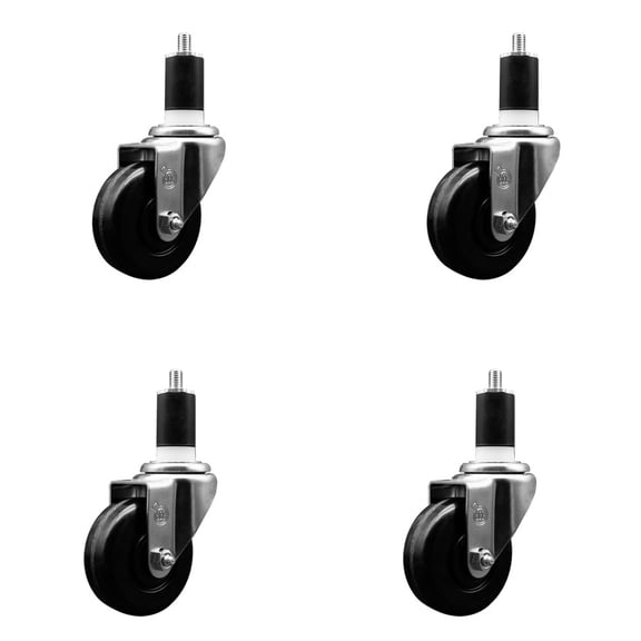3-1/2 Inch Phenolic Wheel Swivel 1-1/2 Inch Expanding Stem Caster Set SCC