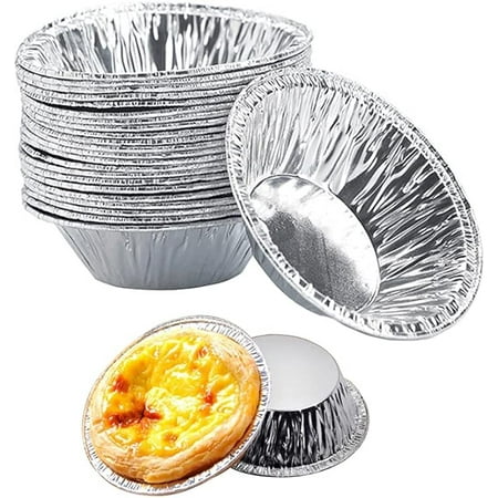 

250 Pcs Disposable Egg Tart Tins Molds Silver Aluminum Tin Foil Mini Pie Tins Pans Cake Tart Holder Cupcake Cookie Circular Egg Tart Mold Cups for Baking Supplies