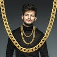thumbnail image 3 of Men Women's Dubai Jewelry Sets 14K Yellow Gold Necklace Bracelet Set Hiphop Curb Cuban Thick Chain Jewelry, 3 of 8