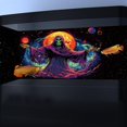thumbnail image 2 of Blacklight Skull Wizard HD 3D Black Light Aquarium Background UV Reactive Galaxy Space Gothic Skeleton Witch Background with 10 EVA Double-Sided Tape, 48X24IN, 2 of 5