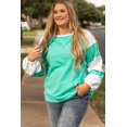 thumbnail image 5 of Ushdele Vibrant Aruba Blue Patchwork Plus Size Sweater - Stylish & Comfortable!, 5 of 8