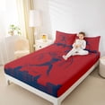 thumbnail image 4 of Homewish Cartoon Baseball Athlete Bed Sheets for Kids, Cartoon Ball Gaming King Sheets, Red Navy Stripes Sheet Set, Super Cozy Room Decor, 4 Pieces, 4 of 7