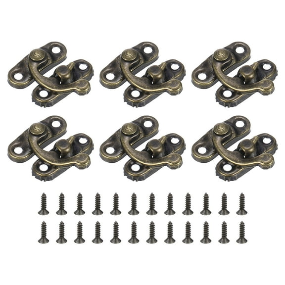 Uxcell 6 Pack Vintage Lock Clasp, 23 x 26mm Mini Swing Arm Left Clasp Latch, Bronze