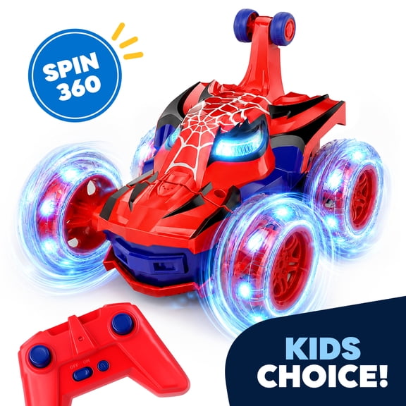 JEEXI Remote Control Stunt Spider Car for Kids, 360° Flips and Spins, Upright Driving, LED Light-Up Wheels, Auto Demo Mode, USB-C Rechargeable RC Car for Boys and Girls