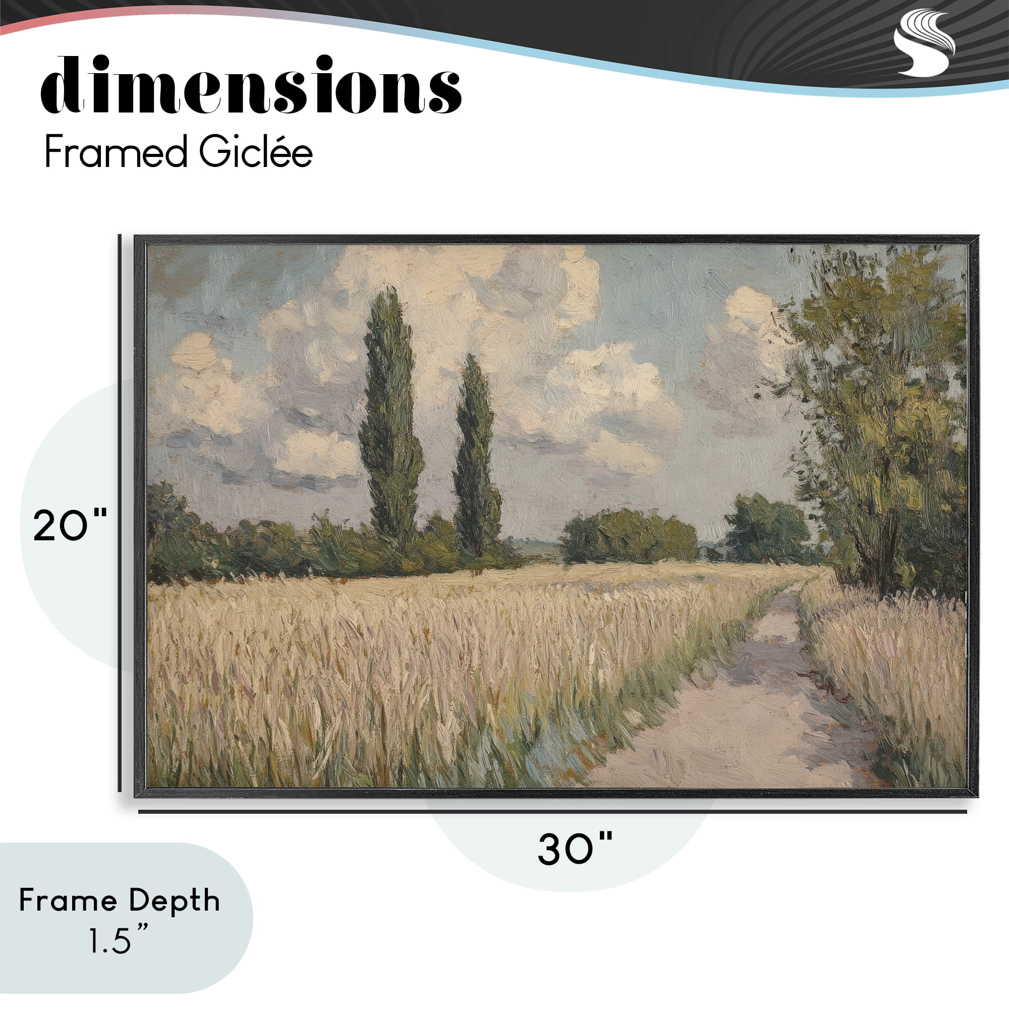Stupell Industries Summer Path Between Poplars Black Framed Giclee Art, design by Petal Prints Design