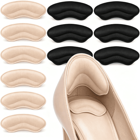 XIRQI 12 Pcs Heel Grips for Loose Shoes & Shoes Too Big, Shoe Inserts for Women Men, Soft Foam Heel Pads, Anti Slip Back of Shoe Cushions to Prevent Heel Slip, Blisters & Pain Relief