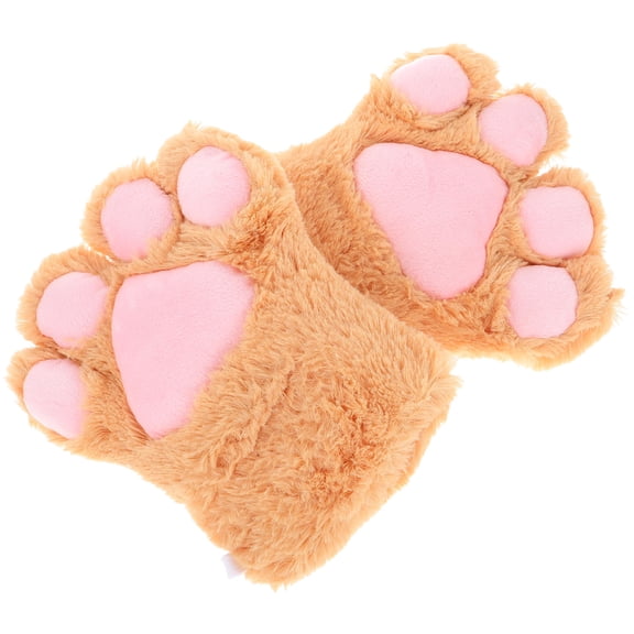 OUNONA 1 Pair Of Animal Paw Claw Gloves For Women Fluffy Plush Polyester Warmth For Cosplay Events