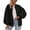 Black, variant on Breezora Women's Oversized Baseball Jacket 2025 Fall Fashion Zip Up Sweatshirt Casual Long Sleeve Winter Outerwear L Size Black
