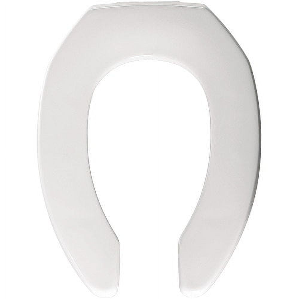 Bemis 2155SSCT346 Elongated Open Front Less Cover Commercial Plastic Toilet Seat in Biscuit with STA-TITE Self-Sustaining Check Hinge and DuraGuard