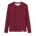 thumbnail image 5 of Dolkfu Pull-on Going Out Tops Long Sleeve Red Crew Neck French Chic Blouses & Tops Polka Dot Patchwork Retro Vintage Wine,Xl, 5 of 6