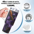 thumbnail image 3 of Sikiie Ornate Purple Floral Vase Insulated Stainless Water Bottle Lid Travel Mug Cup Insulated Tumblers Cup 40oz Ice Bully With Handle, 3 of 8