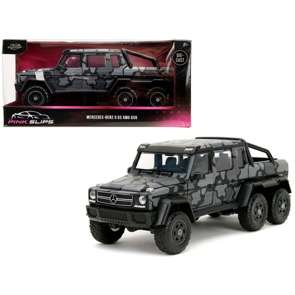 Mercedes-Benz G 63 AMG 6x6 Pickup Truck Gray Camouflage "Pink Slips" Series 1/24 Diecast Model Car by Jada