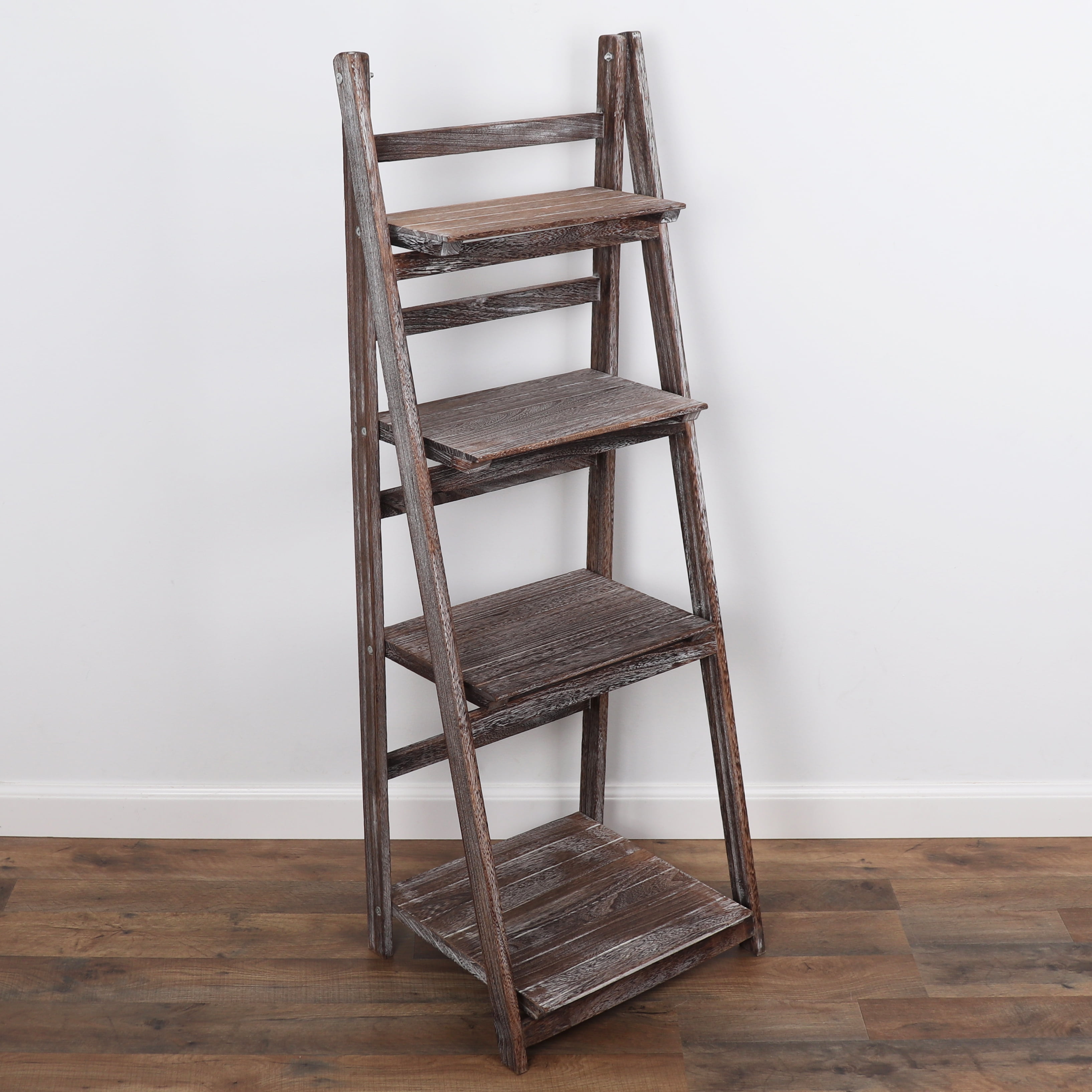 Milltown Merchants Ladder Shelf Rustic Ladder Bookshelf (Umber
