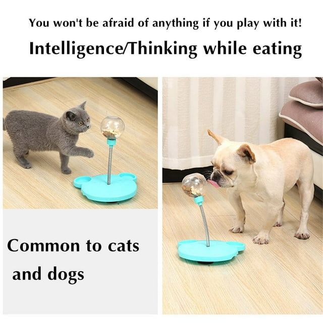 لعبة تفاعلية للحيوانات الأليفة، كرة تغذية بطيئة، تصميم مزدوج الحركة، مصنوعة من بلاستيك متين، للكلاب والقطط، تحفز اللعب، تعمل بهدوء، أداة تدريب، مناسبة للسفر أو غرفة النوم Hzhnb
