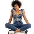 thumbnail image 3 of Leyden Womens Velvet Bustier Tops, Aqua, X-Small, 3 of 3