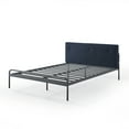 thumbnail image 2 of Mellow Maggie Metal Platform Bed with Upholstered Cushion Headboard, Navy, King, 2 of 9