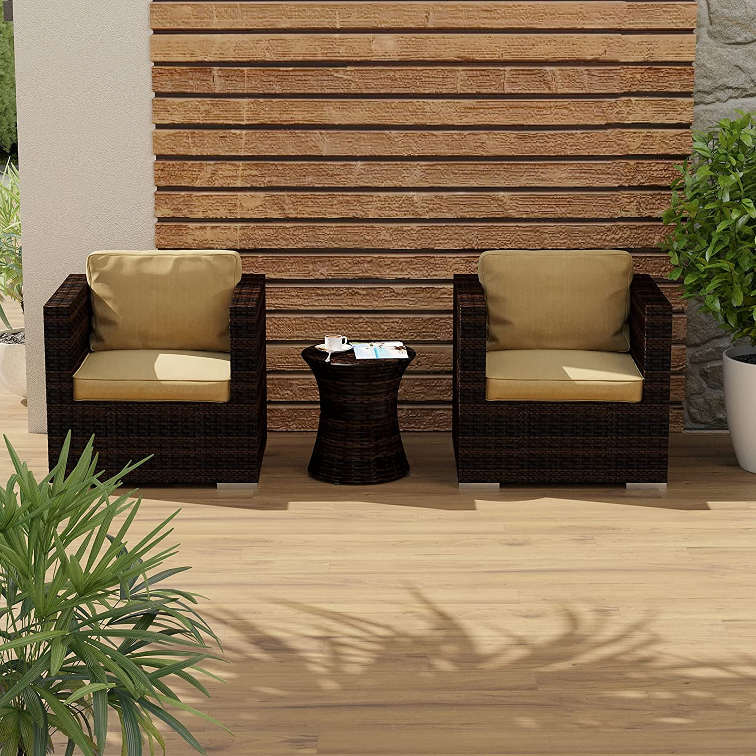 Williamspace Outdoor Small Side Table Patio Rattan End Table 20 Inch