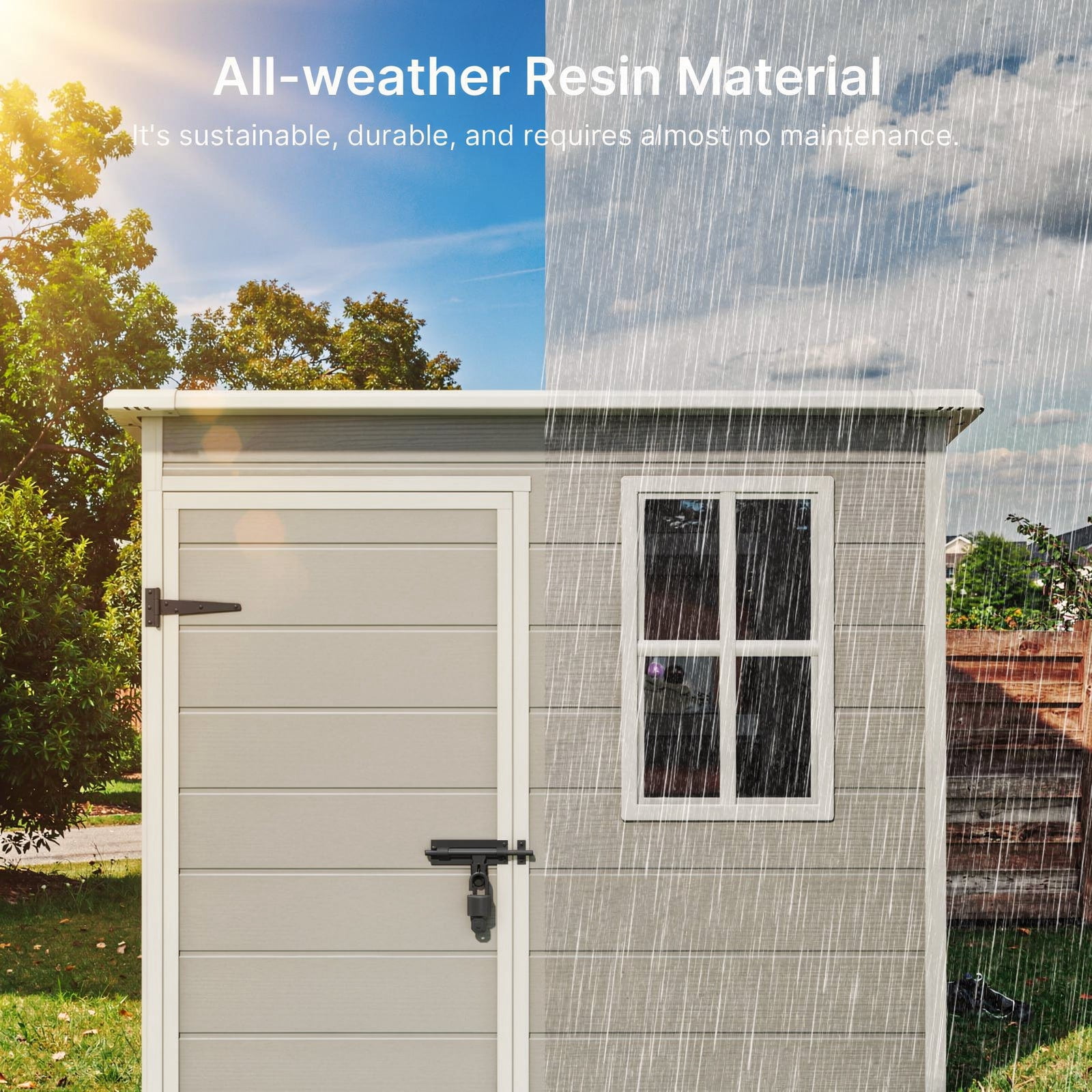 Aiho 5 X 3 Ft Outdoor Storage Shed, Watheproof Metal Garden Shed with Floor & Lockable Door, Perfect for Backyard, Garden, Gray