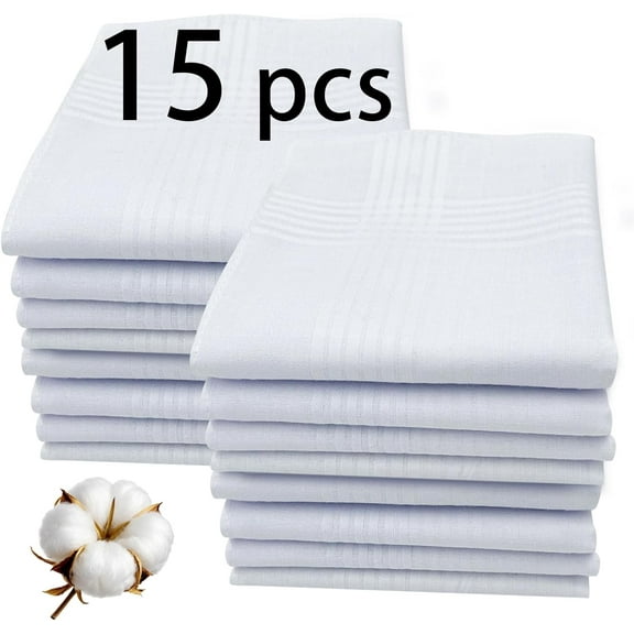 White Handkerchiefs for Men,100% Cotton Soft Cotton Handkerchief for Men, 16x16 bulk Mens Handkerchiefs