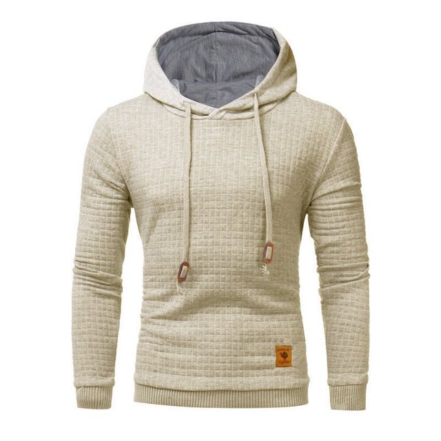 Fo Sweat à Capuche Classique Matelassé à Motif Carré pour Hommes (Beige, 4TG)