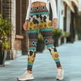 thumbnail image 4 of Renewold American Tribal Sunflower Cow Print Brown Pocket Yoga Leggings for Women Lounge Yoga Pants Tights Stretchy Slim Basic Pants Sportswear Active Yoga Leggings for Workout Sports Yoga, XXL, 4 of 8