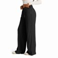 thumbnail image 3 of Pantalones Deportivos de Pierna para Mujer, Holgados, con Cordón Elástico, de Cintura Alta, Estilo Palazzo. Negro XL, 3 of 6