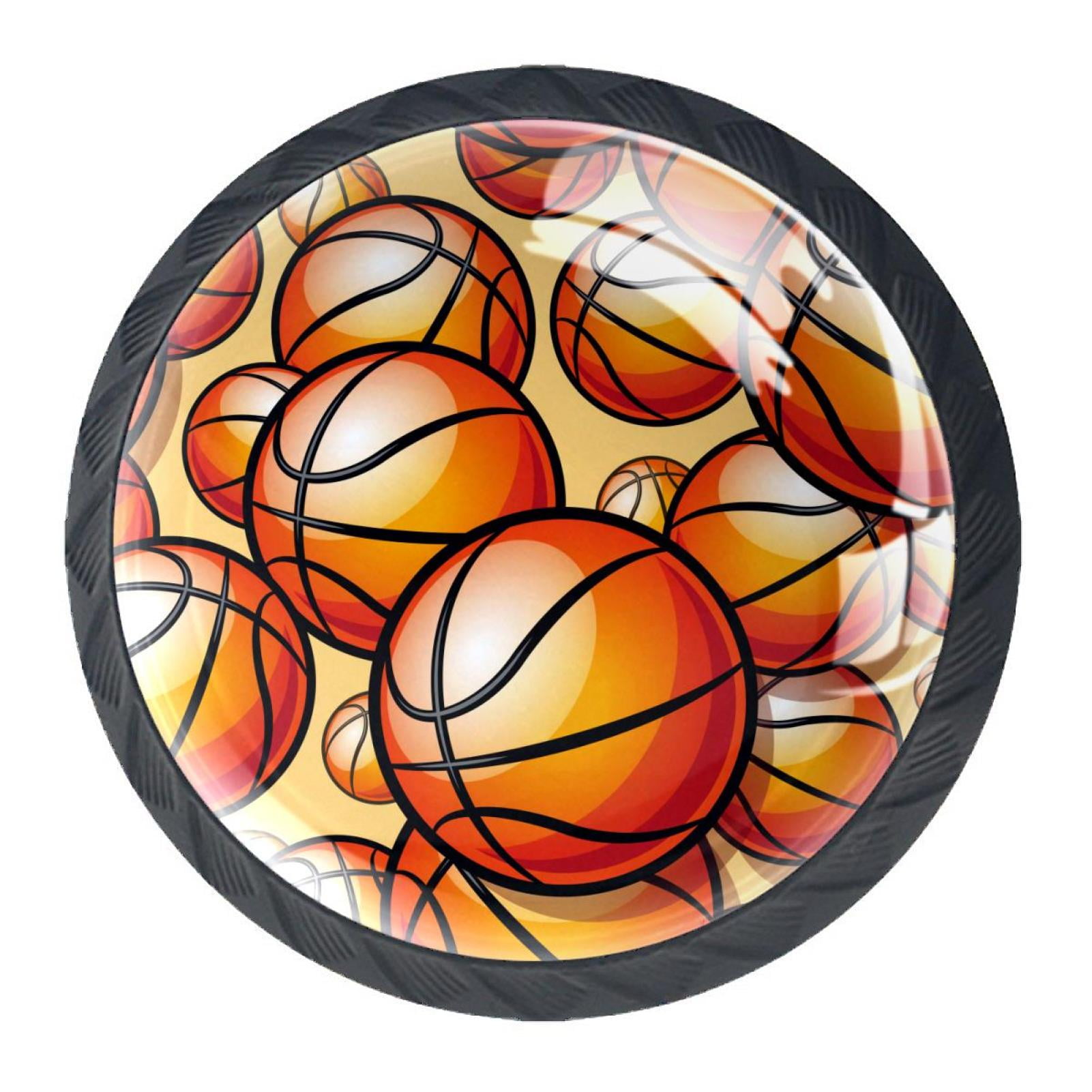 4 Pcs Painted Sport Basketball Knobs for Kitchen Cupboard