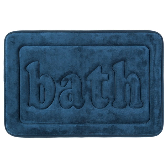 Alfombras de baño de espuma de memoria REGALWOVEN, con fondo antideslizante, suave, absorbente de agua, de secado rápido, color azul oscuro, 20" x 32"