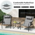 thumbnail image 6 of Costway 3 PCS Outdoor Bistro Set Breathable Seat Fabric & Cozy Headrest Metal for Yard, 6 of 10