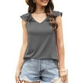 thumbnail image 3 of Fesfesfes Womens T-Shirts Women Fashion Summer Tops For V-Neck Ruffle Sleeve Tops Casual Sleeveless Layering Shirts for Women 4(S), 3 of 8