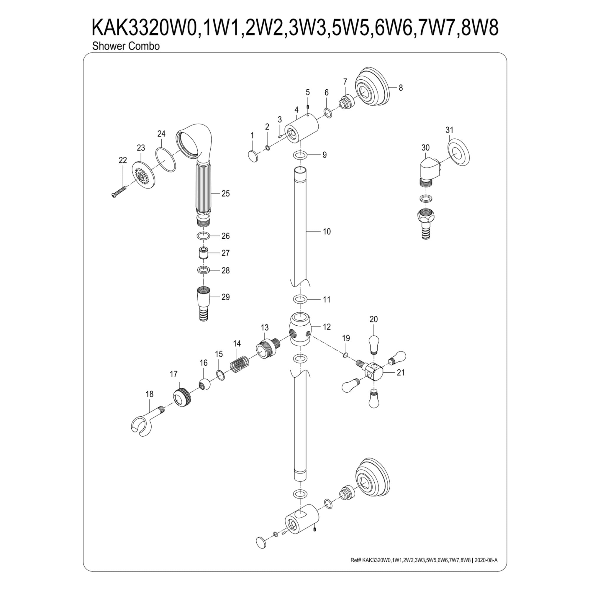 Kingston Brass KAK3320W0 Made to Match Shower System with Slide/Grab Bar and Hand Shower, Matte Black