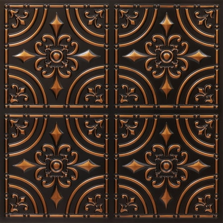205 - Wrought Iron 2 ft. x 2 ft. PVC Glue-up Ceiling Tile in Antique Copper (4 Sq.ft) - 1 Piece