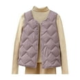thumbnail image 5 of HAiming Womens Padded Vest Sleeveless Round Neck Snap Button Solid Color Quilted Coat Trendy Clothes, 5 of 6