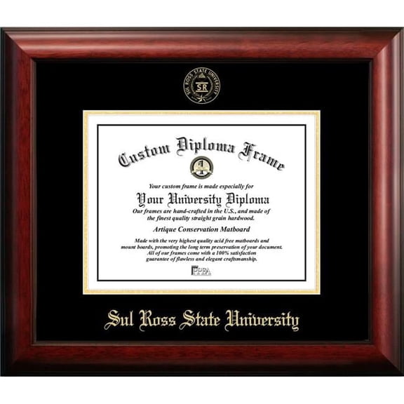 Campus Images TX984GED-1185 8.5 x 11 in. Sul Ross State University Gold Embossed Diploma Satin Mahogany Frame