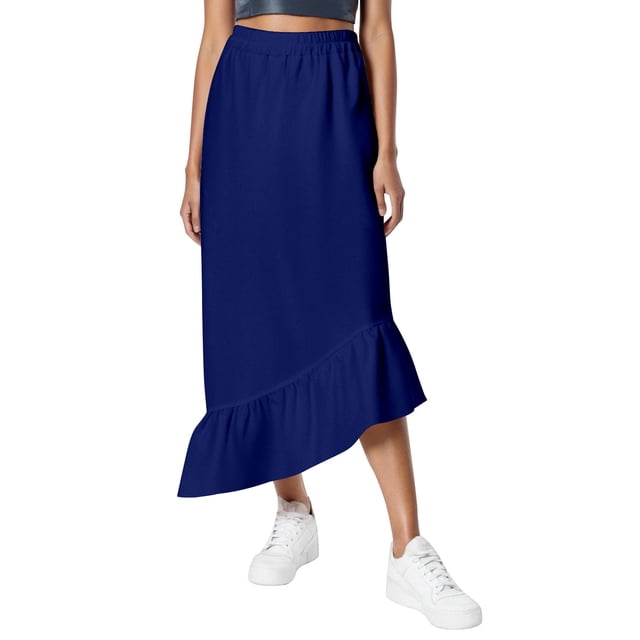 Falda midi de cintura alta para mujer - Cintura elástica, color liso - Elegante/informal para todas las estaciones - S-XXXL