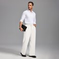 thumbnail image 6 of FEDTOSING Mens Wide Leg Fleece Lined Dress Pants Old Money Baggy Elastic Waist Relaxed Trousers, 6 of 8