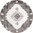 thumbnail image 1 of Ahgly Company Indoor Round Contemporary Dark White Beige Abstract Area Rugs, 4' Round, 1 of 6