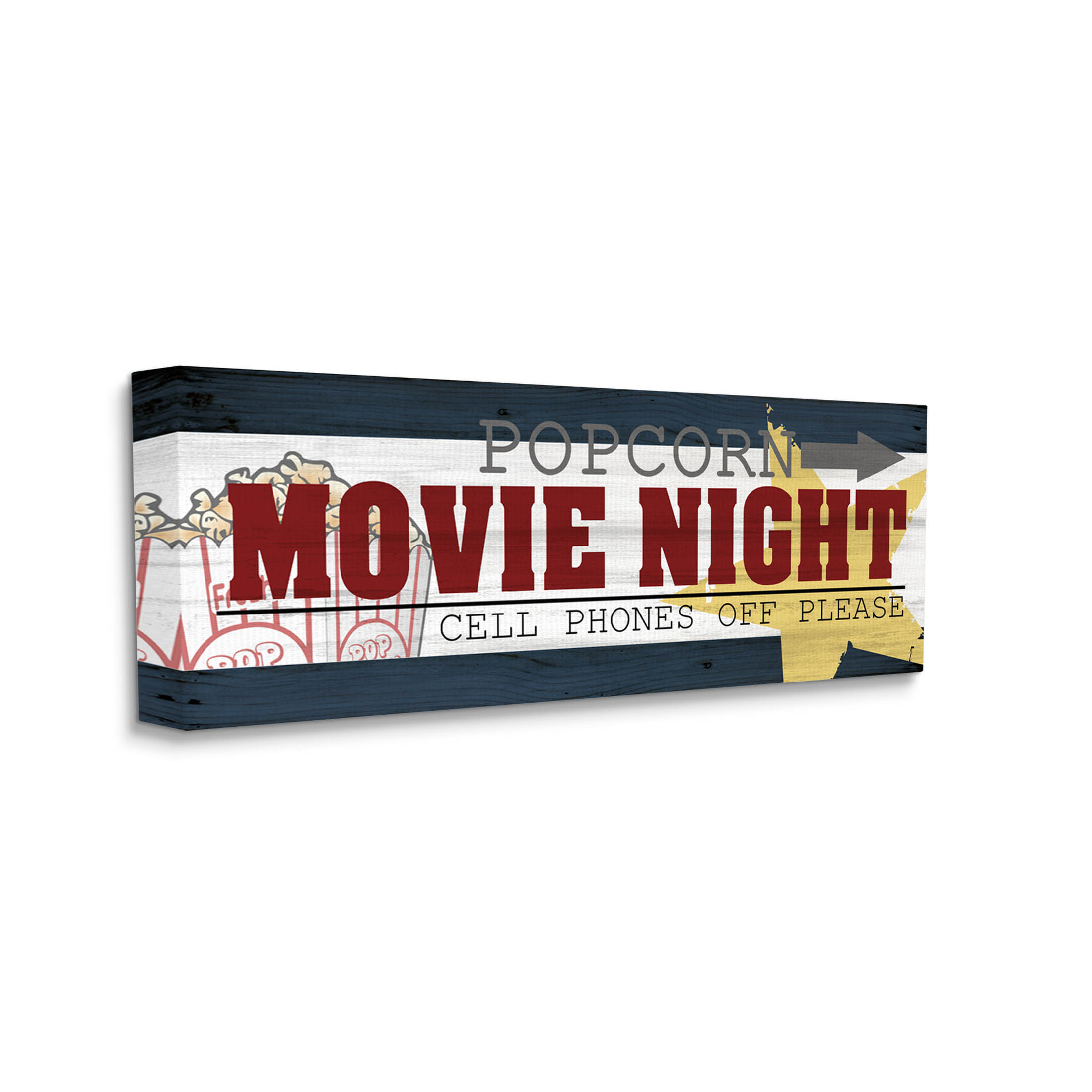 Movie Night Vintage Sign Typography Graphic Art Gallery Wrapped Canvas Print Wall Art