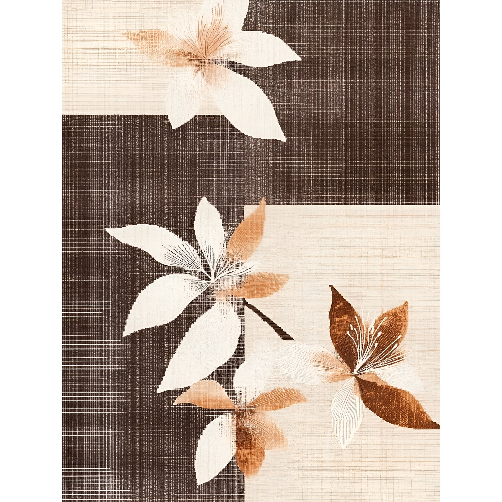 Pentantan 6'x9' Floral Area Rugs, Machine Washable Rug for Living Room- Soft Indoor Carpet, Low Pile for Bedroom, Dining Room, Playroom, Office, Brown