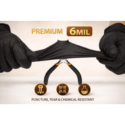 6 Mil Black Nitrile Gloves, 100 Count, Powder-Free, Latex-Free, Food Safe