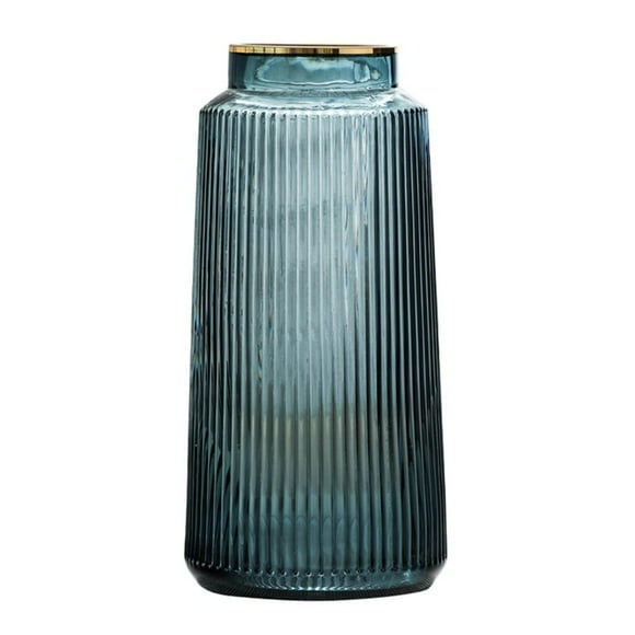 Transparent Flower Vases Thickened Crystal Glass Hydroponics Flower Vase Arrangement Home Wedding Decor  3 Sizes   Blue 25cm