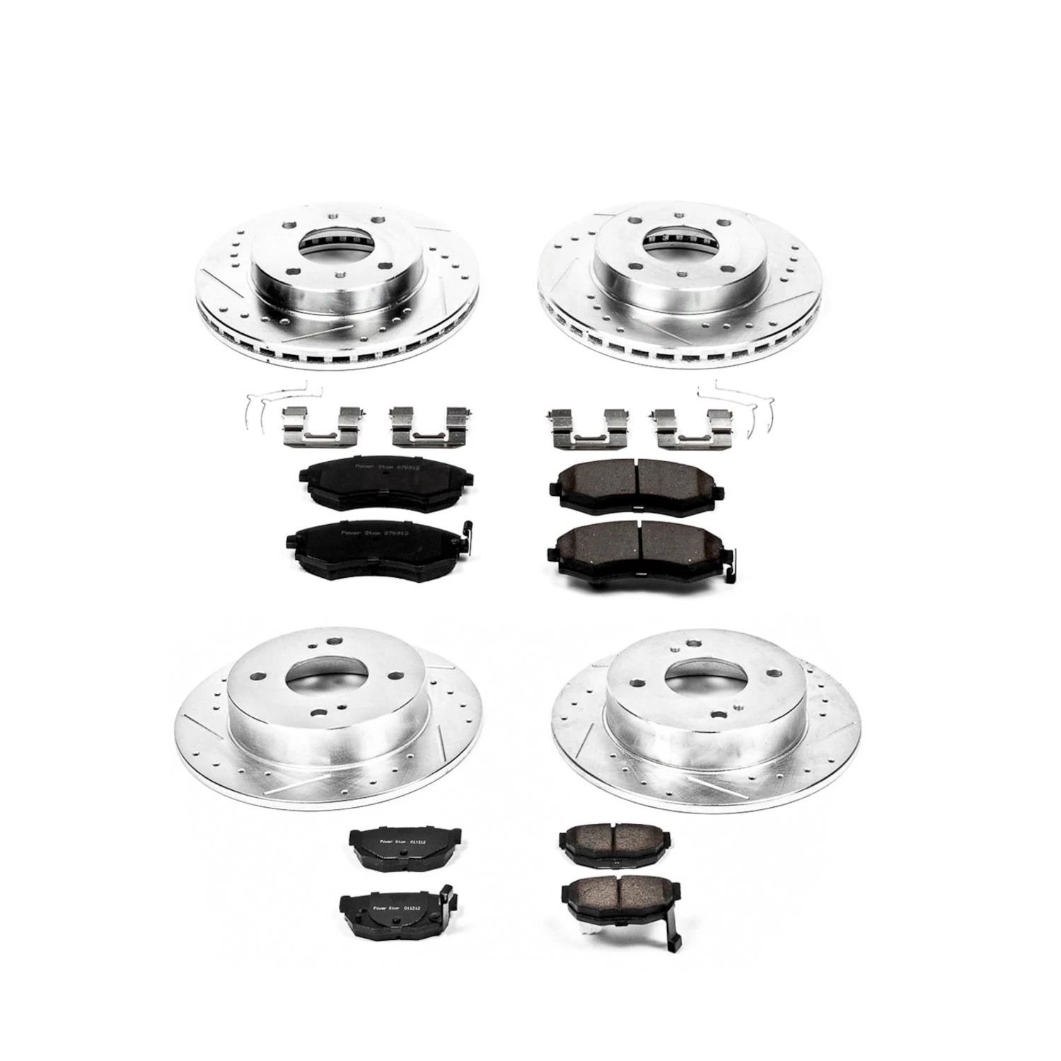 Power Stop Front and Rear Ceramic Brake Pad and Drilled and Slotted Rotor Kit K657