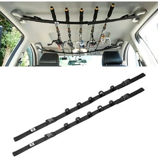 Vehicle Fishing Rod Holder, Heavy Duty Nylon Strap for Holding 7 Fishing Rods, 30 to 60 Inches Adjustable Car Roof Belt, Fishing Pole Rack for Cars