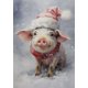 thumbnail image 1 of Lindos carteles e impresiones de animales de Navidad con sombrero de Papá Noel, perro, gato, zorro, conejo, decoración de Festival de invierno, arte de lienzo, pintura de pared de Navidad, 1 of 4