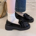 thumbnail image 6 of Miluxas Women's Leather Platform Loafers with Bow - Chunky Trendy Slip-On Dress Shoes for Work & Casual Wear Black 6(37), 6 of 9