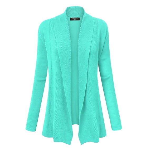 MBJ WSK904 Womens Open Front Draped Knit Shawl Cardigan S MINT