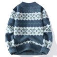 thumbnail image 3 of qucoqpe Mens Fashion Mink Fleece Sweater Color Block Casual Long Sleeve Crewneck Knit Pullover Shirts, 3 of 6