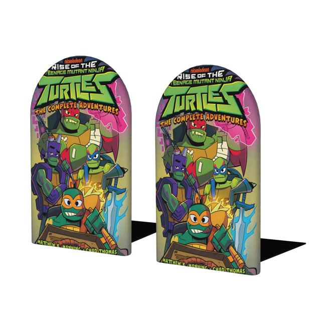 Las Tortugas Ninja Sujetalibros decorativos temáticos, tope para estantería con base antideslizante, uso dual para hogar y oficina - 2 piezas