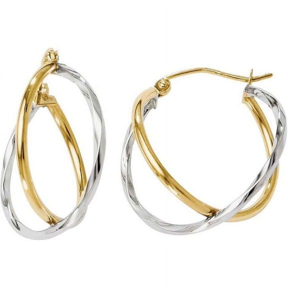 Primal Gold 10 Karat Two-Tone Hinged Hoop Earrings